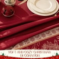 thumbnail image 4 of Christmas Rectangle Tablecloth 60 x 102 Inch, Winter Red Poinsettia and Holly Washable Table Cloth, Xmas Lines Design Table Cover for Dining, Party, Holiday Decor - Red, 4 of 5