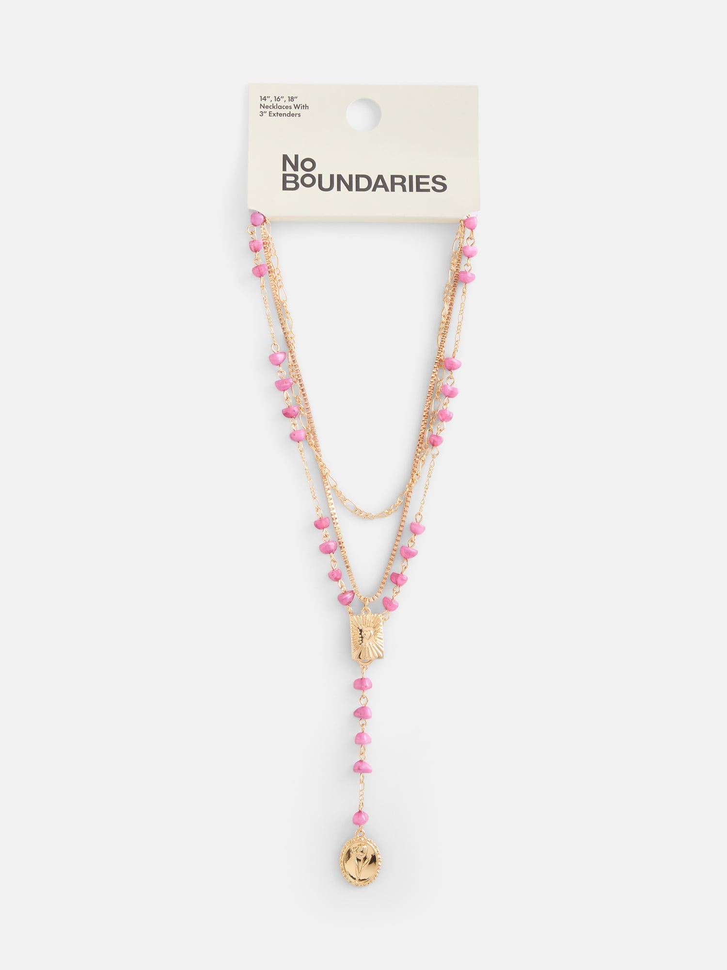 No Boundaries Women's Gold Tone Layered Y Necklaces, 3 Piece