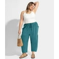 thumbnail image 5 of CASSIE LIZ Plus Size Pants for Women 5X Teal Blue Summer Wide Leg Knit Palazzo Pants Lounge Ladies Casual Drawstring Harem Fall Pants with Pocket 5XL 26W 28W, 5 of 7