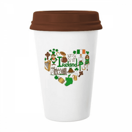

Ireland Love Heart Landscap National Flag Mug Coffee Drinking Glass Pottery Cerac Cup Lid