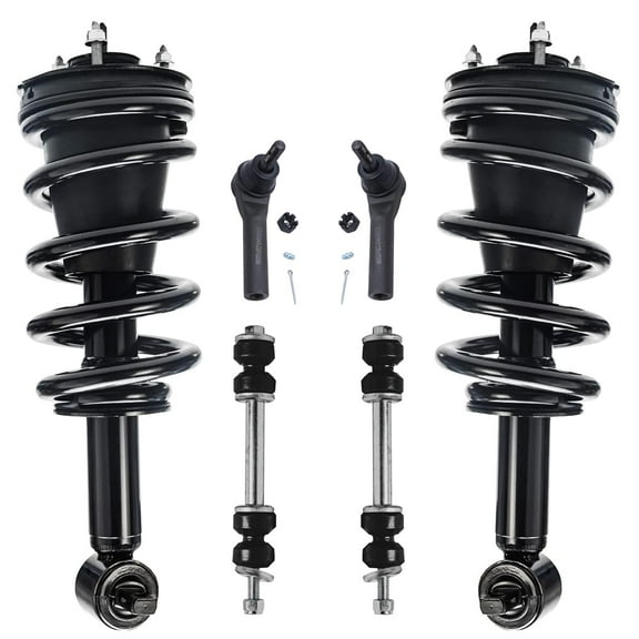 Detroit Axle - 4WD w/o Magnetic Ride Control Front Struts Sway Bars Outer Tie Rods Replacement for 2014-2018 Chevy Silverado 1500 GMC Sierra 1500