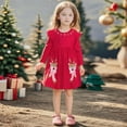 thumbnail image 2 of FAOWME Big Child Girls Christmas Dress Long Sleeve Round Neck Reindeer Print Comfortable Fashion Dresses For Holiday Festive Daily Wear Red 4, 2 of 7