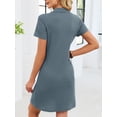 thumbnail image 3 of jinghuiyue Womens Summer Casual Dress Collared V Neck Short Sleeve Waffle Knit Stretch Mini T Shirt Dresses XL, 3 of 7