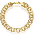 thumbnail image 2 of 14K Solid Yellow Gold Lite 11mm Triple Link Chain Charm Bracelet, 2 of 4
