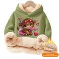 thumbnail image 4 of XUELUO Little Girls Hoodies Drawstring Long Sleeve Lined Cow Heart Print Hood Tops Early Spring Warm Clothes With Pockets, 4 of 5