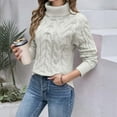 thumbnail image 5 of Wdgfv Women's Lightweight V-Neck Cotton Striped Pullover Top Elegant High Neck Knitted Pullover Winter Turtleneck Top for Women Cozy Soft Loose Fit Casual, 5 of 8