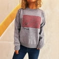 thumbnail image 2 of Striped Sweater for Women Long Sleeve Crewneck Knit Pullover Top Gray M, 2 of 5