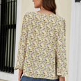 thumbnail image 4 of Mujer Cuello Cuadrado Estampado Floral Tops Moda Elegante Dobladillo Suelto Manga Larga Puff Camisa Blusa para Trabajo Albaricoque XL, 4 of 7