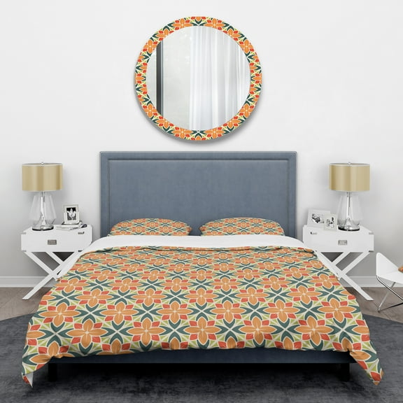 Designart 'Retro Floral Pattern IV' Mid-Century Modern Duvet Cover Set