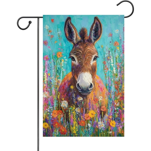 Summer Donkey Garden Flag, 12 x 18 Inch Double Sided Outdoor Yard Flag for Spring Garden Decor