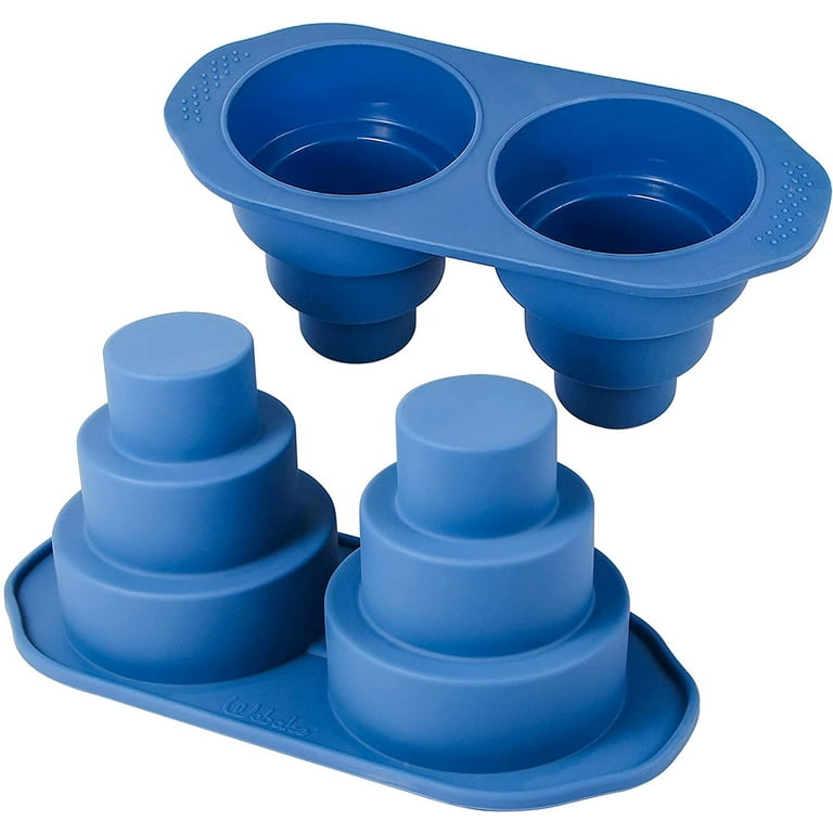 Mini 3 Tier Cake Pan, Silicone Tier Cake Molds, 2 Pack Blue Molds