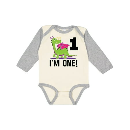 

Inktastic First Birthday Outfit Girl Dragon Gift Baby Girl Long Sleeve Bodysuit