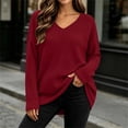thumbnail image 2 of CHGBMOK Women's Plus Size Waffle Knit Shirts V Neck Long Sleeve Top Fall Casual Loose Fit Blouse, 2 of 9