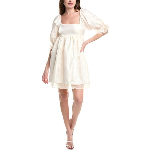 Endless Rose womens  Shiny Puff Sleeve Mini Dress, s, Beige