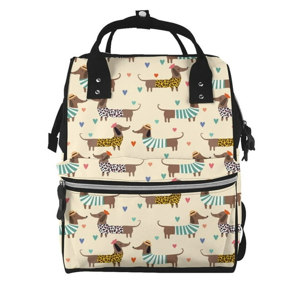 Easygdp Dachshund Dog para Bolsa de Bebé de Gran Capacidad con Múltiples Bolsillos, Bolsa de Pañales para Padres, Bolsa de Viaje Organizada y Elegante