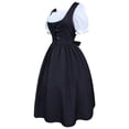 thumbnail image 4 of Women's Drawstring DressHigh Waist Slim Bow Knot Contrast Color Costumes Splicing Large Swing Skirt, 4 of 5