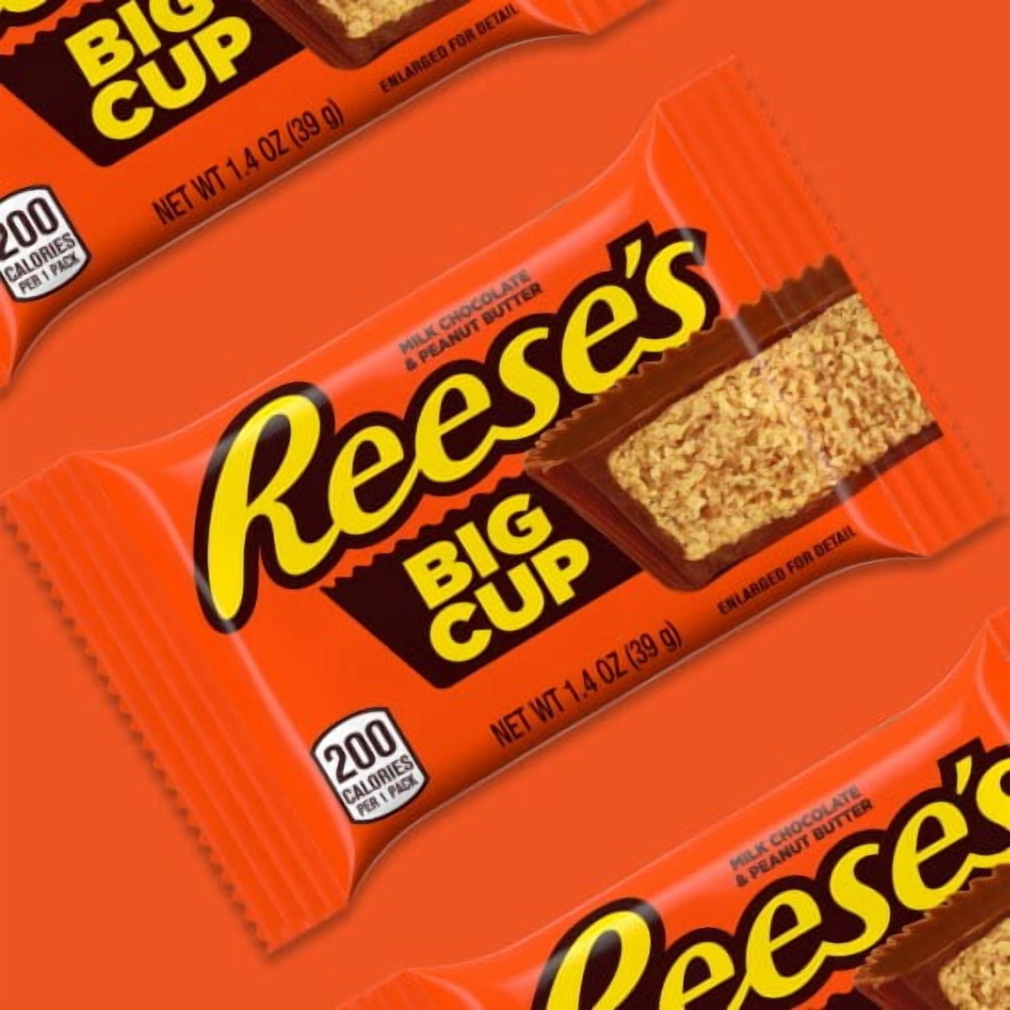 Pack of 2 REESE'S Big Cup Milk Chocolate Peanut Butter Cups Candy Packs, 1.4 oz (packaging may vary)