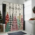 thumbnail image 4 of Shower Curtain 72"W x 72"L Winter Hand-drawn Christmas Tree Fabric Shower Curtains Set with Hooks Water Repellent Bathroom Curtains Machine Washable Bathroom Accessories, 4 of 7