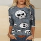thumbnail image 3 of Moda mujer camiseta estampada de longitud media 3/4 mangas blusa cuello redondo casual tops Fridja  czfsfas3010, 3 of 5
