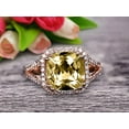 thumbnail image 1 of 7mm Cushion Cut Split Shank Promise Ring 2.05 Carat Champagne Diamond Moissanite Engagement Ring Anniversary Gift On 10k Rose Gold Art Deco Halo Design, 1 of 5