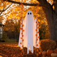 thumbnail image 4 of Lighted Swing Ghost Hanging Halloween Decor, Remote Timer LED Mesh Ghost Ornament, Maple Leaf Accent Outdoor Yard Porch Tree Decoration, Weather Resistant Holiday Front Lawn Display Prop, 4 of 6