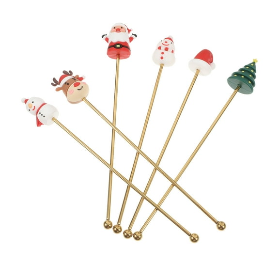 Raindrops 6Pcs Golden Stainless Steel Stirring Rods Reusable Multi Function Drink Stirrers for Home