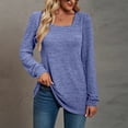 thumbnail image 4 of ZKCCNUK Tops for Women Trendy Round-Neck Long Sleeve Casual T-shirt Solid Blouse,Sizes S-2XL, 4 of 5