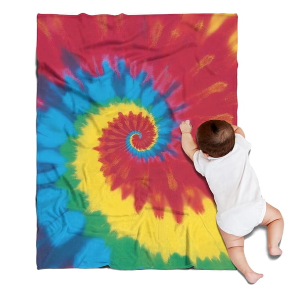 Colorful Rainbow Tie Dye Spiral Pattern Blanket,Comfortable Soft Flannel Throw Blanket,All Season,Warm Lightweight Blankets for Sofa Bed Couch Living Room Chair,30"x40"