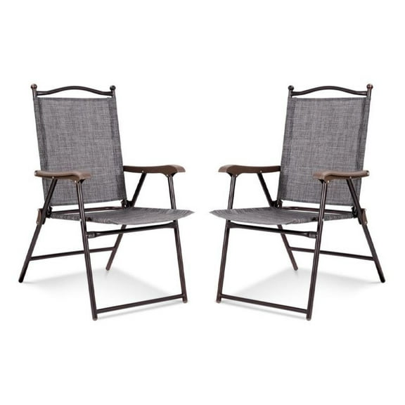 FASCK Set of 2 Patio Folding Sling Back Camping Deck Chairs, Portable Outdoor Chairs for Beach, Garden, Travel, Lightweight & Durable