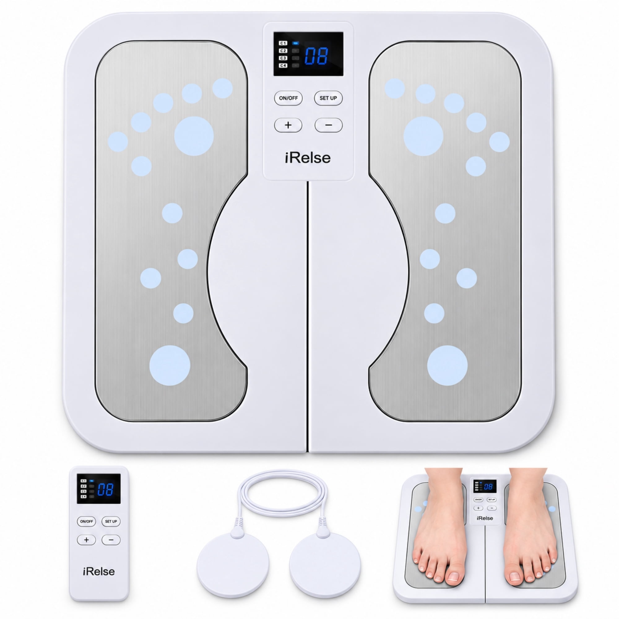 INSMART EMS Foot Massager, Heated Foot Massage Mat with 50 Intensity Levels, 10 Modes, Remote Control, Foldable USB Rechargeable