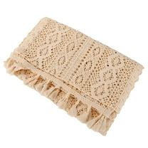 UNOMOR 1Pcs High End Lace Tablecloth Rectangular Polyester Protect Furniture Table Decor Beige