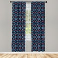 thumbnail image 4 of Ambesonne Bohemian Window Curtains, Diamond Shapes Squares Art, Each 28" W x 63" L, Deep Sky Blue Pale Ruby, 4 of 4