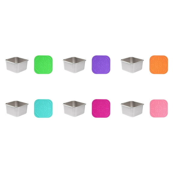 Stainless Steel Dipping Sauce Cups with Lids, 6-Pack 2oz Mini Condiment Bowls, Leakproof Silicone Lid Ramekins for Ketchup, Dressing, Sushi, Snacks, Party, Restaurant, Kitchen
