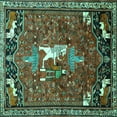 thumbnail image 1 of Ahgly Company Indoor Square Animal Turquoise Blue Traditional Area Rugs, 5' Square, 1 of 4