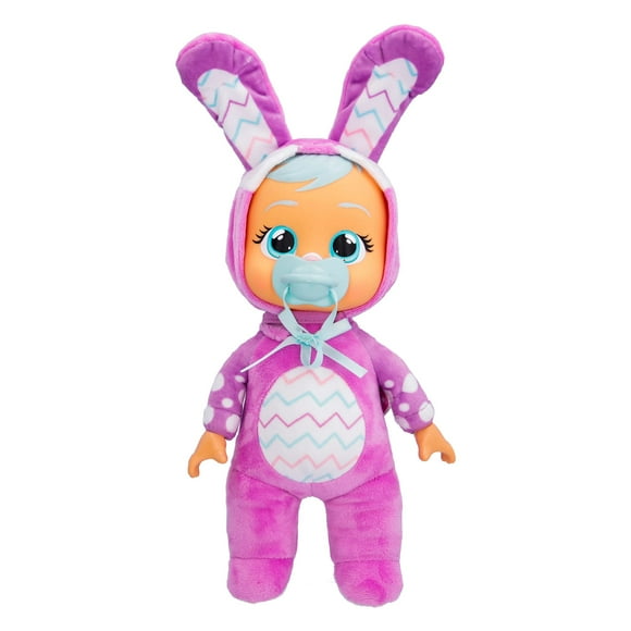Cry Babies Tiny Cuddes Launnies Lily Poupée Bébé 9 Pouces - Crie de Vraies Larmes, Pyjama à Thème Lapin Rose, Inclut une Tétine Assortie, Parfait pour les 18 Mois et Plus