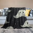Chilfamy Ghost Faces Spooky Halloween Flannel Throw Blanket for Bed