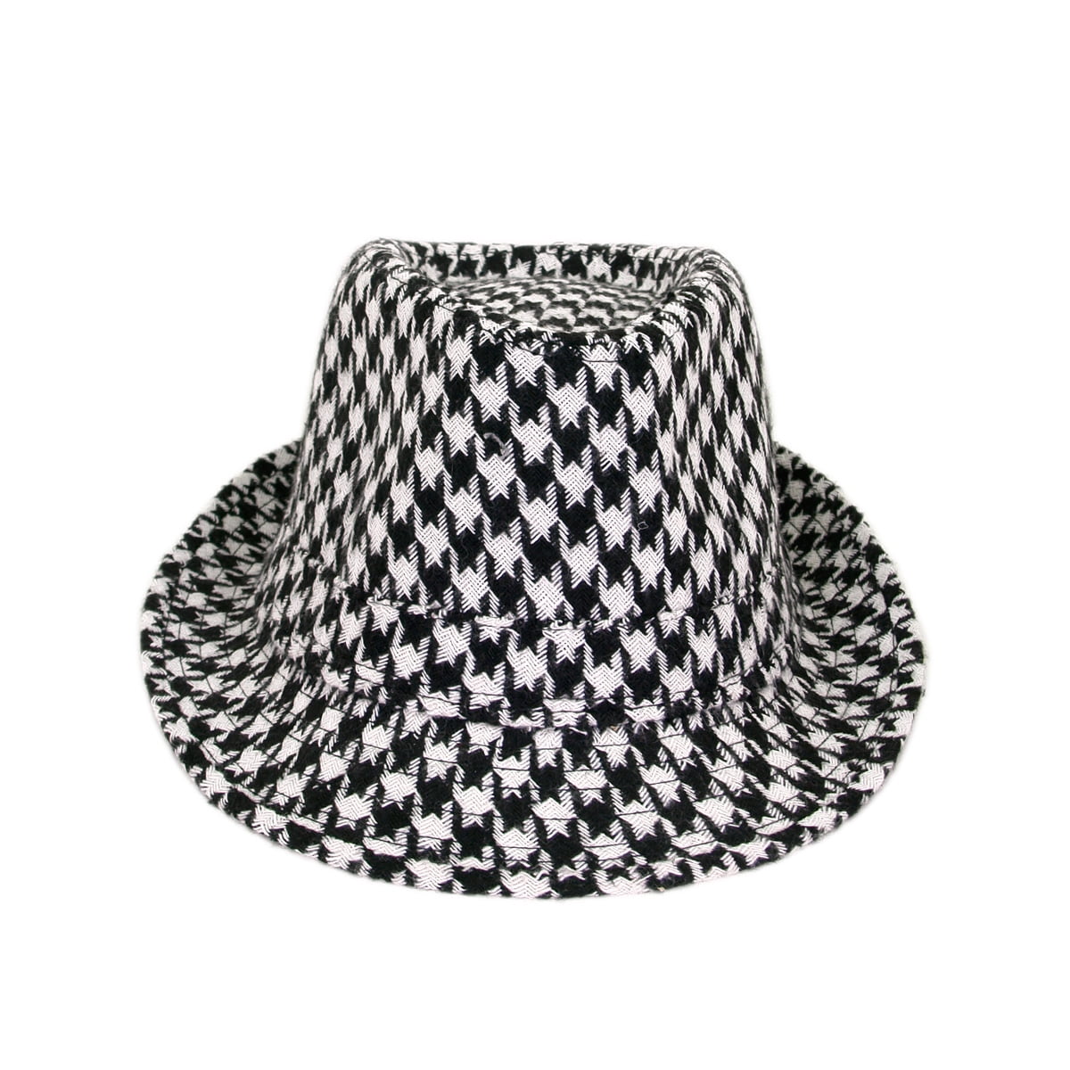 White & Black Basic Woven Fedora Hat Hats Size Large/XL