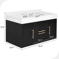 thumbnail image 6 of Dextrus Black Floating Bathroom Vanity 40 Inch Wall Mounted Bathroom Vanity with Matte Marble Tabletop and Glossy Ceramic Basin Sink Bathroom Cabinet with 2 Drawers and 2 Storage Cabinet for Washroom, 6 of 8