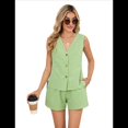 thumbnail image 3 of Traje Corto de Dos Piezas para Mujer, de , A Cuadros, Color Verde, Talla M, 3 of 7