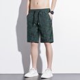 thumbnail image 7 of XFeng Men Black Embossed Jacquard Shorts Drawstring Elastic Waist Casual Knee‑Length Shorts, 7 of 7