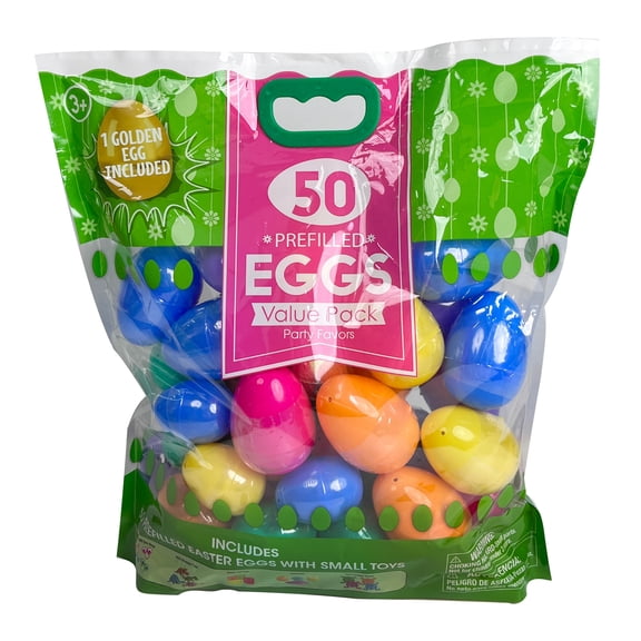 Multicolor Prefilled Eggs with Gold Egg, 50 Count, Easter by Way To Celebrate