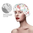 thumbnail image 4 of YFYANG Women's Double Waterproof Shower Cap, Pink Cat Doodle Reusable Hair Cap for All Hair Styles and Head Sizes, 4 of 9