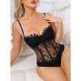 thumbnail image 5 of DARING DIVA Women's Lace Mesh Floral Camisole with Adjustable Straps XS Black, 5 of 6