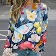 thumbnail image 2 of Watercolor Butterfly Womens Casual Crewneck Sweatshirt Long Sleeve Tops Cute Pullover Loose Fit, 2 of 7