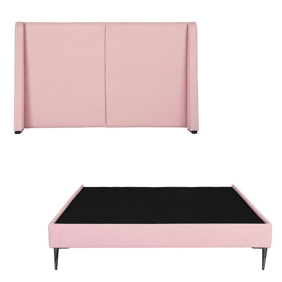 Box Base Cama Slim Individual+Cabecera Milan Rosa