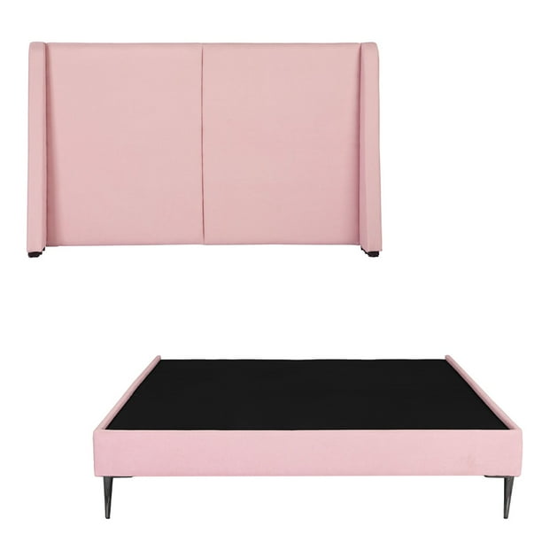 Box Base Cama Slim Individual+Cabecera Milan Rosa