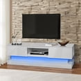 thumbnail image 2 of 51.18inch WHITE morden TV Stand with LED Lights,high glossy front TV Cabinet,can be assembled in Lounge Room, Living Room or Bedroom,color:WHITE, 2 of 9