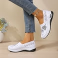 thumbnail image 4 of Rokment Womens Butterfly Embroidered Ortho Walking Shoes Ethnic Retro Casual Knit Comfortable Arch Support Platform Wedge Slip on Driving Nursing Loafers Tennis Non Slip Work Sneakers White Size 8, 4 of 8