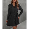 thumbnail image 5 of Prettady Women'S Long Sleeve Button Down Shirt Dress Casual Loose Tie Waist Adjustable Sleeve Length Dresses Black S, 5 of 8