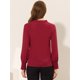 thumbnail image 4 of INSPIRE CHIC Blusa elegante de manga larga con cuello en V y volantes para mujer borgo?a L, 4 of 5